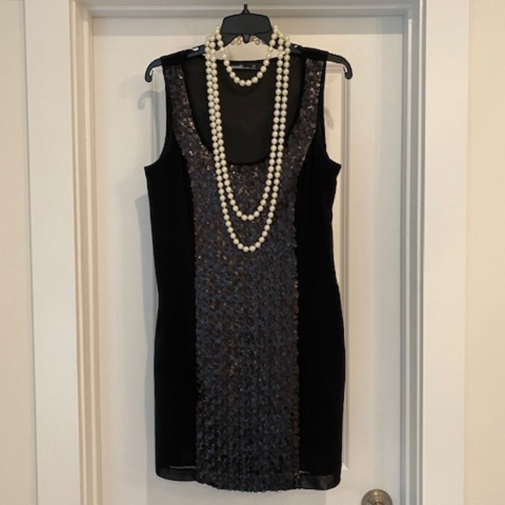 Kensie Black Sequin Dress Size 12 EUC, Sleeveless
